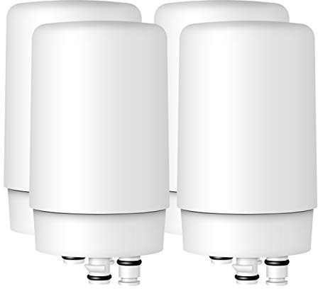 Aqua Crest Wasserhahnfilter-Ersatz, Ersatz für Wasserhahnfilter, 36311 auf Leitungswasser-Filtrationssystem, FR-200, FF-100 Ersatzfilter, Weiß (4 Stück)