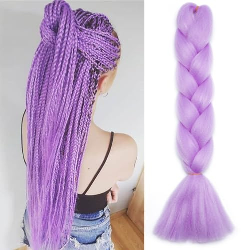 24/60CM Mèche Tresse Africaine Hair Braid 100G Un Paquet Extension Cheveux Tresse Synthétique Braiding Hair Extension - Violet Clair