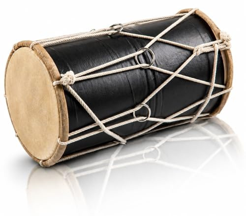 Small 25 x 15 cm Compact Dholak Drum Set, Handmade Wood & Leather Classical Indian Hand Percussion Drums, World Musical Instruments Punjabi Tabla Dhol Dholki For Decor & Travel Gift For Music Lovers