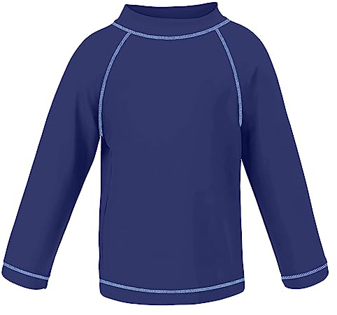 TIZAX Rash Guard Bambino Maglia Nuoto UV Protettiva con Maniche Lunga Costume da Bagno per Ragazzi Asciugatura Rapida Blu Marino 152