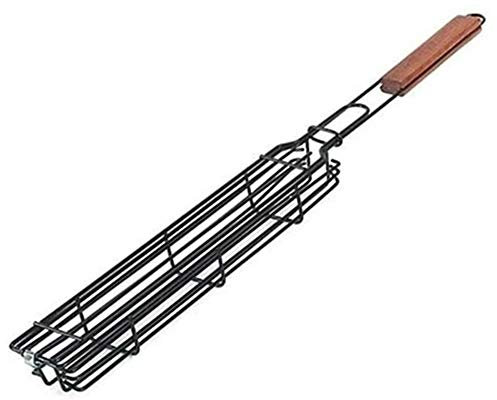 ECOSWAY Antihaft-Schaschlikkörbe, quadratisches Edelstahl-Grillnetz mit Holzgriff, Spieße, Grillkorb und Smokerrohr-Grill zum Grillen