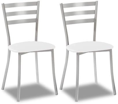 ASTIMESA SCRRBL Dos sillas de Cocina, Metal, Blanco, Altura de Asiento 45 cms