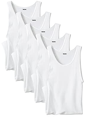 KingSize Men's Big & Tall 5-Pack Ribbed Cotton Tank Undershirt - 8XL, White