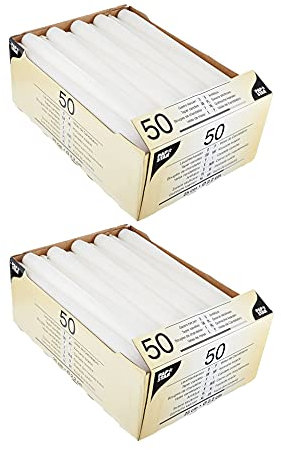 PAPSTAR 17966 100 Leuchterkerzen Ø 2.2 x 25 cm, weiß