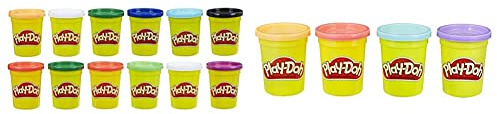 Play-Doh E4830F03 12er-Pack mit Spielknete in Grundfarben, 112g-Dosen in recycelbarer Verpackung, ab 2 Jahren & 4erPack Sweet, tolle Farben ab 2 Jahren, 112gDosen (pink, hellblau, Hellorange, lila)