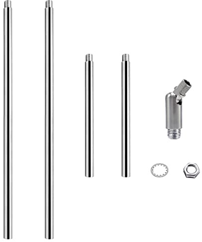 ECUDIS Pendant Stem Extension Rod Kit 1/8-IP Threaded 3/8 Diameter Downrods with 180 Degrees Ceiling Sloped Adapter Washers and Nut for Lighting Fixture, Brushed Nickel, 12 Inch and 6 Inch