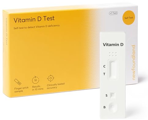Newfoundland Vitamin D Test Kit - UV Deficiency Detection - 99% Accurate Home Test for Vitamin D Levels - Certified by CE - Blood Test Kit for D3 & D2 - Sunlight & UVB, Single Person Testing