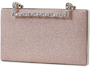 CORIOS Bolsa de Noche para Mujer Bolso de Fiesta Brillante Bling Bolso de Mano Bolsa de Cadena Bolso de Hombro Elegante Bolso Bandolera para Fiesta de Graduación Boda Banquete Oro Rosa