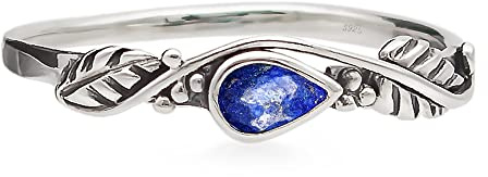 Lapislazuli Edelstein 925 Sterling Silber Ring Stimmungsring Stil Solitär Gefühls für Damen und Girls (61 (19.42))