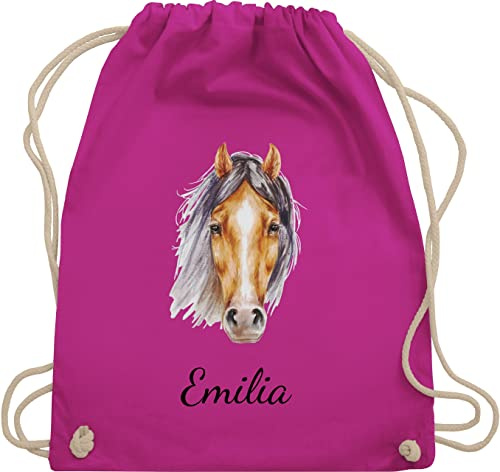Turnbeutel Rucksack - Pferd - Pferde Geschenk I Pferdekopf Pferde Mädchen - Unisize - Fuchsia - kinder pferderucksäcke pferden beutel pferderucksack pferdemotiv sportbeutel