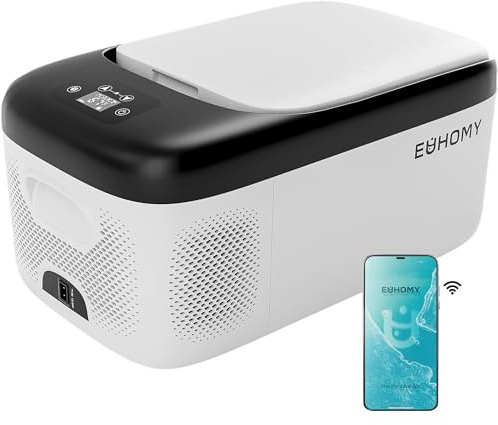 EUHOMY 12 Volt Refrigerator, 17QT(16L) Car Refrigerator, Car Fridge 110-240V AC 12/24V DC, Portable Freezer -4℉~68℉, 12V Cooler For Van, Fishing, Camping, Travel, Home