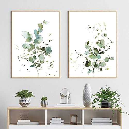 Sarah Duke 2er Poster Set, Abstrakt Blätter Bilder, Moderne Wandbilder, Bilder Set Wohnzimmer Deko Schlafzimmer, Leinwandbilder Wandposter OHNE Rahmen (A,30x40cm)