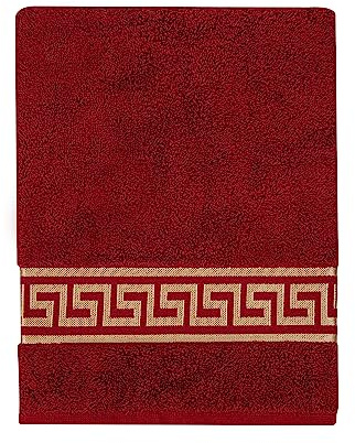 Belle Arti Premium Mäander handdukar, duschhanddukar, gästhanddukar, fluffig frotté, bomull (set om 2 – 70 x 140 cm, röd)
