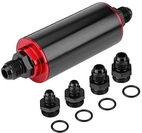 AUCELI 50mm Inline Gas Fuel Filter, Air Filter with 6AN 8AN 10AN Adapter, Aluminum Cleanable Fuel/Gas/Petrol Filter Adapter Fittings, Universal Vehicle Accessories for Car, SUV, Truck