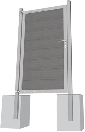 Gartenwelt Riegelsberger Universal Alu-Torrahmen Silber mit WPC-Füllung urban-grau Zubehör für Gartenzaun Zaun WPC Steckzaun Sichtschutzzaun Garten Terrasse