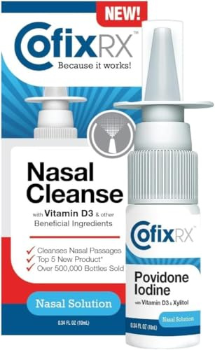 COFIXRX Nasal Cleanse Solution Spray, Povidone Iodine with Vitamin D3 & Xylitol, Cleans Nasopharynx, Cold and Allergy Relief, Laboratory Tested Patented Formula, Fast Acting and Long Lasting