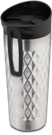 Karl Weis Thermobecher 400 ml vakuumisoliert Edelstahl, Kaffeebecher To Go mit Struktur, isolierter Trinkbecher für heiße und kalte Getränke, Größe: 21,8x9,7x8,5 cm, Edelstahl/Kunststoff