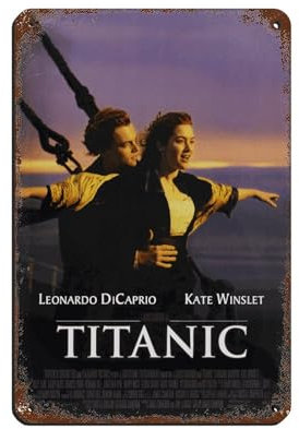 Titanic Love Film Leonardo DiCaprio Poster 1 Blechschild Vintage Metall Pub Club Cafe Bar Home Wandkunst Dekoration Poster Retro 20 x 30 cm