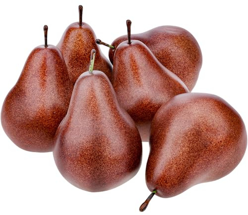 Meiwlong 6pcs Artificial Fruit Realistic Fake Brown Pear Artificial Fake Fruit Lifelike Home Kitchen Cabinet Decoration Simulation Party Fruit Shop Model Dining Room Desk Centerpieces Fruit Decor