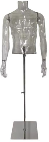 Mannequin Plastik Männliche Schaufensterpuppe Stand Display, Transparente Kleiderform Schaufensterposition, Körper, Kleidung in Schlafzimmern Anzeigen, 140 cm - 190 cm Höhe Einstellbar