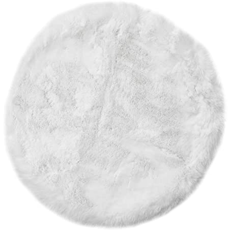 andiamo Sitzkissen Cingoli - Kunstfell Stuhlauflage als Deko Wohnzimmer oder Stuhlkissen - gemütliches Sitzkissen Stuhl Dekokissen ⌀ 40 cm rund 4er Set Weiß