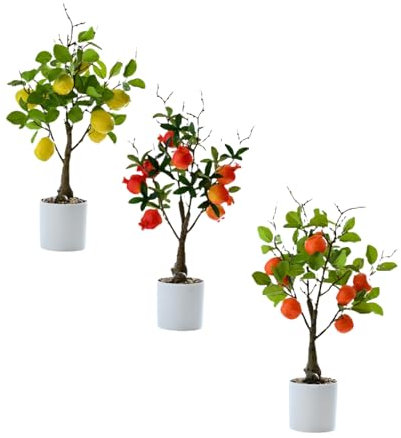 YOYUMI Fake Plant 3 Töpfe Mit Simulierten Obstpflanzen Zitronenbaum Bonsai Innendekoration Simulierte Topfpflanzen