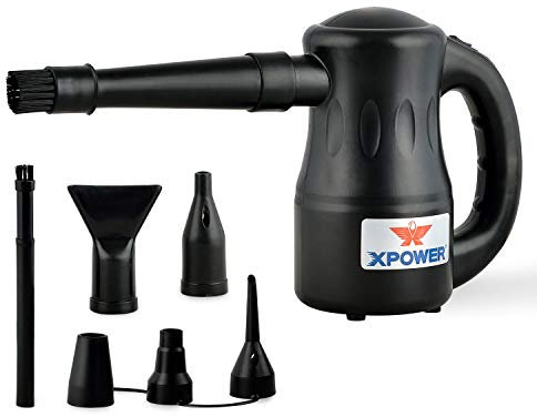 XPOWER Cyber Duster Electric Air Duster for Dusting Drying Inflating Blowing Car Detailing Computer Maintenance Leaf Blowing High Performance Motor Eco-Friendly (Black, A-2)