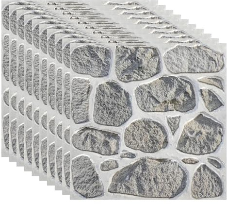LKXHarleya 10 Paneles de Pared de Piedra sintética 3D, 30 x 30 cm, Papel Tapiz de ladrillo Impermeable, Adhesivo 3D para Pared, Adhesivo para Azulejos de Pared Autoadhesivo