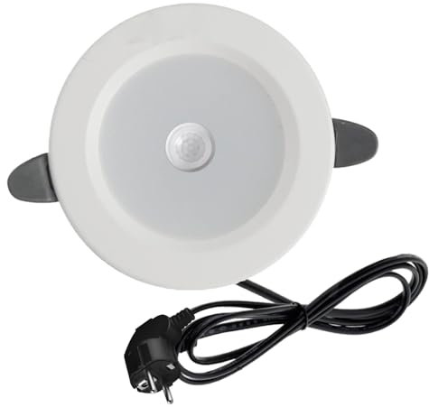 FSLiving 7W LED Einbaustrahler mit Bewegungsmelder, 230V kühlesweiß 6000K, 1 Stück Möbeleinbauleuchte Einbauspots Deckenspot für Kabinett Badezimmer Küche, 9-10cm
