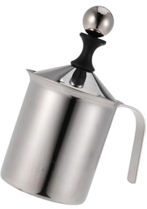 SECFOU 800cc Cappuccinatore Manuale Acciaio Inossidabile Con Design Doppia Maglia Montalatte Per Caffè e Cappuccino Utensile Pratico Per Caffè Casa e Caffetteria