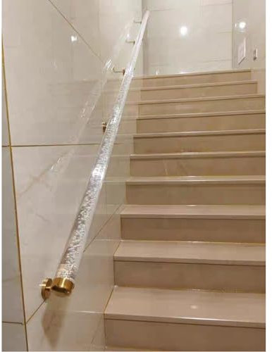 Corrimano fissato al muro in acrilico trasparente per scale interne senza bolle di cristallo design lungo 6,1 m