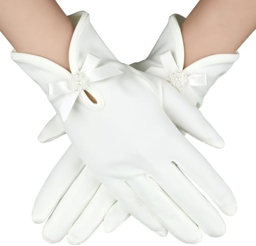 HaiFafafaing Gants blancs pour femme - Gants de mariée élégants - Gants courts - Gants de mariée élégants et formels - Gants de costume pour femme - Costume de mariage