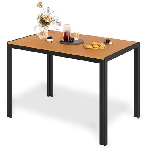 LIFERUN Table de Jardin Extérieur en Aluminium et WPC, 110x70x72 cm, Antirouille, Résistante aux intempéries, Table à Manger pour vérandas, Cours, terrasses, Salon de Jardin Exterieur, Marron + Noir