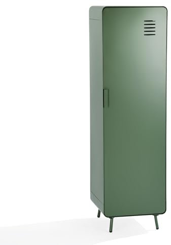 MEUBLE Cosy Sideboard Kleiderschrank Wohnzimmerschränke mit Ablagen und Tür Schränke aus Metall fürs Wohnzimmer Schlafzimmer Arbeitszimmer, Industrial Style, Grün, 40x40x137cm