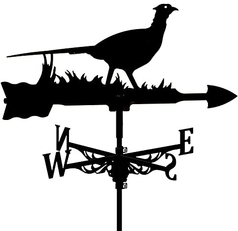 Animal Metal Weather Vane,Vintage Black Weathervane Garden Iron weathervane Stainless Steel Hollow Wind Direction Indicator for Outdoor Garden Roof Paddock Decoion Weathercock-Pheasant