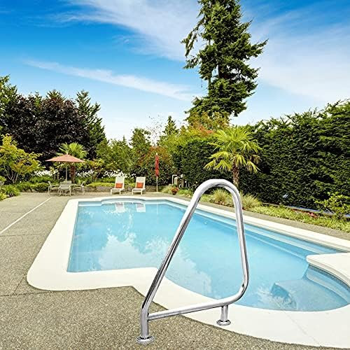 Pasamanos de seguridad para piscina, instalación rápida, diseño de brida para un agarre seguro, construcción de acero inoxidable duradera, ideal para piscinas enterradas