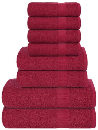 AJJHUUKI Linge de lit et serviettes de bain et flanelle 8 pièces Bordeaux 360 g/m² 100 % coton