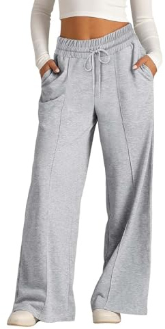 Mädchen Jogginghose Baggy Weite Beine Lang Lockere Sporthose Baggy Weites Bein Joggpants Kinder High Waist Freizeithose Sweatpants Mit Taschen Trainingshose (Grey, 12-13 Years)