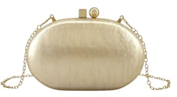 MODELISA - Bolso Clutch De Mano Elegante Ovalada Cadena De Hombro Boda Fiesta Noche Evento Para Mujer (Beige)