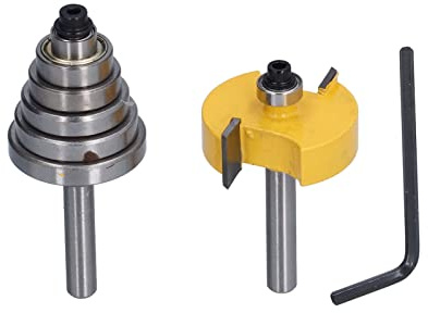 Juego de brocas para enrutador de rebaje, fresa de vástago de 1/4 pulgadas con 6 rodamientos, cortador de espiga para carpintería para tableros sintéticos de madera blanda, kit