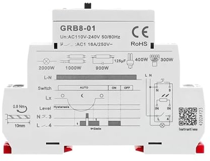 GRB8-01/02 Interruttore crepuscolare su guida DIN Relè fotoelettrico con sensore di luce AC110V-240V Auto(GRB8-02 AC110-240V)