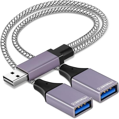 BLKing USB 2.0 A Male to 2 Dual USB Female Jack Y Splitter Hub Power Cord Extension Adapter Cable