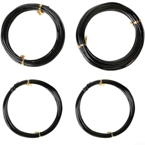 Filo per bonsai in 4 misure per addestramento di piante e alberi, realizzato con filo di alluminio anodizzato per fornire flessibilità per giardinaggio in vaso bonsai (nero)