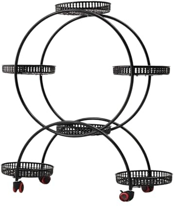 YOPOTIKA 6-Ebenen Pflanzenständer mit Rollen - Metall Blumenständer 74 cm Pflanzenregal Indoor - Mobile Blumenbank für Garten Balkon Wohnzimmer - Schwarz