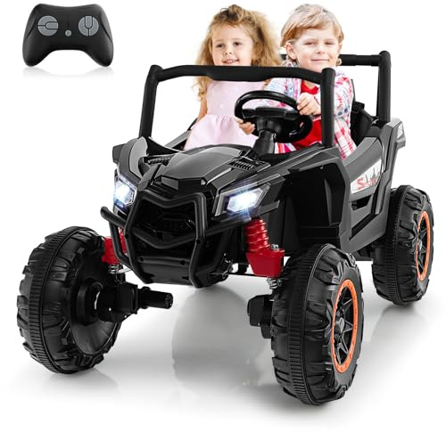 COSTWAY 24V UTV Elettrico per Bambini con Motore 4x100W e Telecomando | Veicolo Elettrico per Bambini con 2 Posti, Partenza Morbida, Musica e Velocità Regolabile, 3 Anni+
