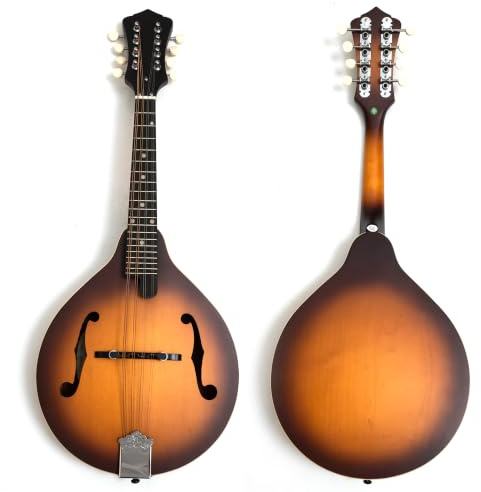 A-Style Mandolin Acoustic 8-String Mandolin Instrument with F-Holes, Sunburst Gloss Finish, Traditional Musical Stringed Instrument for Beginners & Professionals