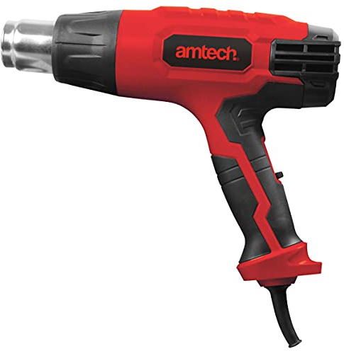 Am-Tech V6035 - Pistola de aire caliente con 2 modos de temperatura y accesorios, 2000 W, 230 V, color rojo