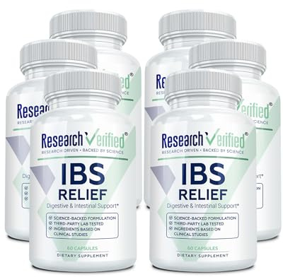 Research Verified IBS Relief - Natural Digestive Enzymes, BioPerine - 60 Capsules - Pack of 6