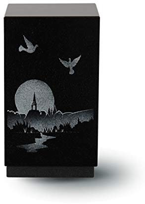 legendURN Urne funéraire en Granit 'Paysage Nuit' | Urne funéraire en Granit 'Paysage Nuit' | résistance aux intempéries | Urnes-FUNÉRAIRES.