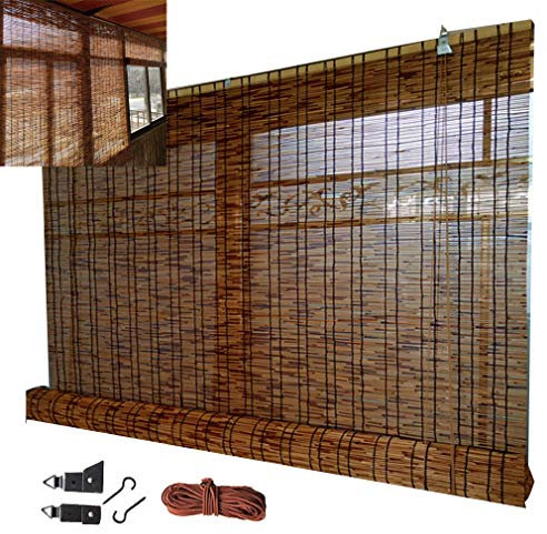 Tapparella a Carrucola in Bamboo,Tenda Parasole in bambù, Tapparelle Avvolgibili con Sollevatore,Tende Decorative per Esterno/Interno,Materiale Canna Naturale,Personalizzabili (W85x100cm/W33X391in)